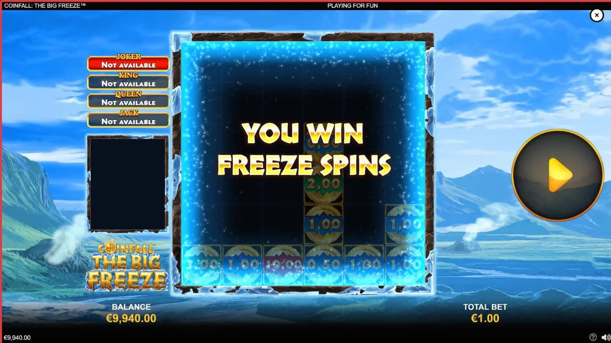 Pemandangan tundra prasejarah yang membeku dalam slot Coinfall: The Big Freeze